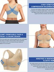 Full Coverage Open Front Sports Bra Yoga Running Activewear