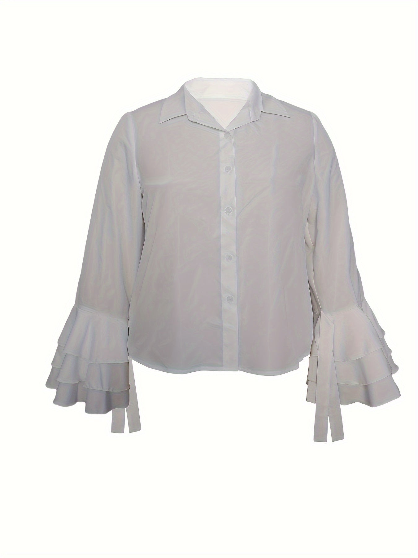 Women's Blouse Layered Sleeve Button Up Collar