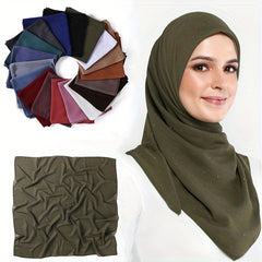 Solid Chiffon Headscarf Lightweight Sunscreen Square Scarf Windproof Headband