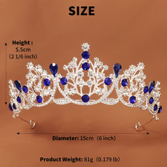 Silver Tiara Sapphire Crown Crystal Headband for Women Girls