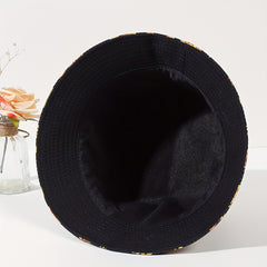 Sunflower Print Bucket Hat Reversible Fisherman Cap