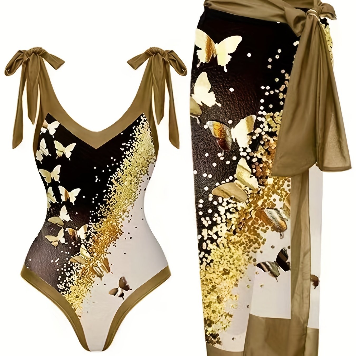 Retro Tankini Set Women's Plus Butterfly Print Swimsuit Set