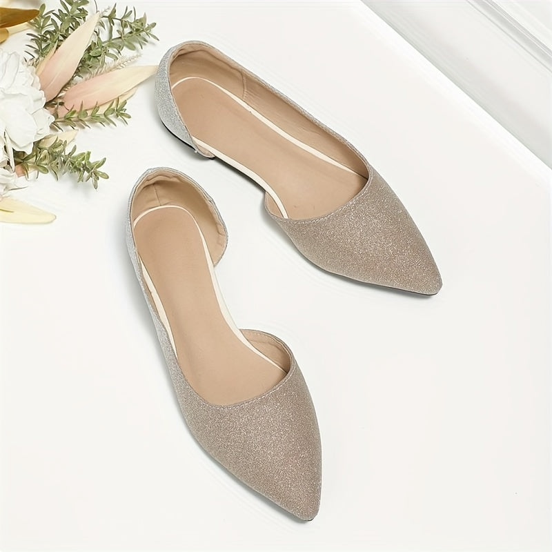 Glitter Ballet Flats Pointed Toe Slip On Shoes Wedding Evening Flat Shoes
