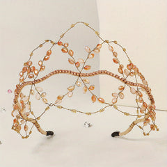 Crystal Crown Hair Hoop Mesh Beaded Hairbands Wedding Bridal Tiaras
