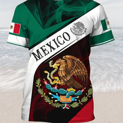 Mexican Eagle Snake Print Men's Graphic T-shirt Casual Tee