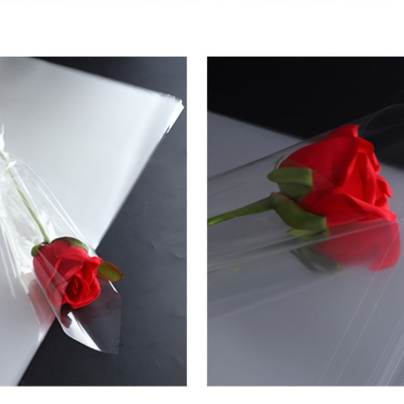 20pcs Transparent Flower Wrapping Paper Waterproof Plastic Roll