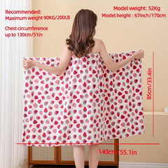Strawberry Pattern Bath Wrap Towel for Women
