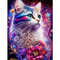 DIY Flower Word Cat Diamond Painting Kit