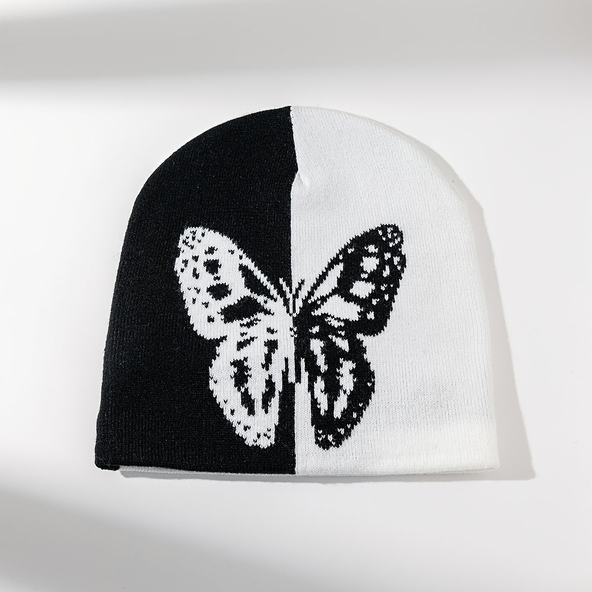 Jacquard Butterfly Beanie Cap Casual Warm Lightweight Skull Hat For Women