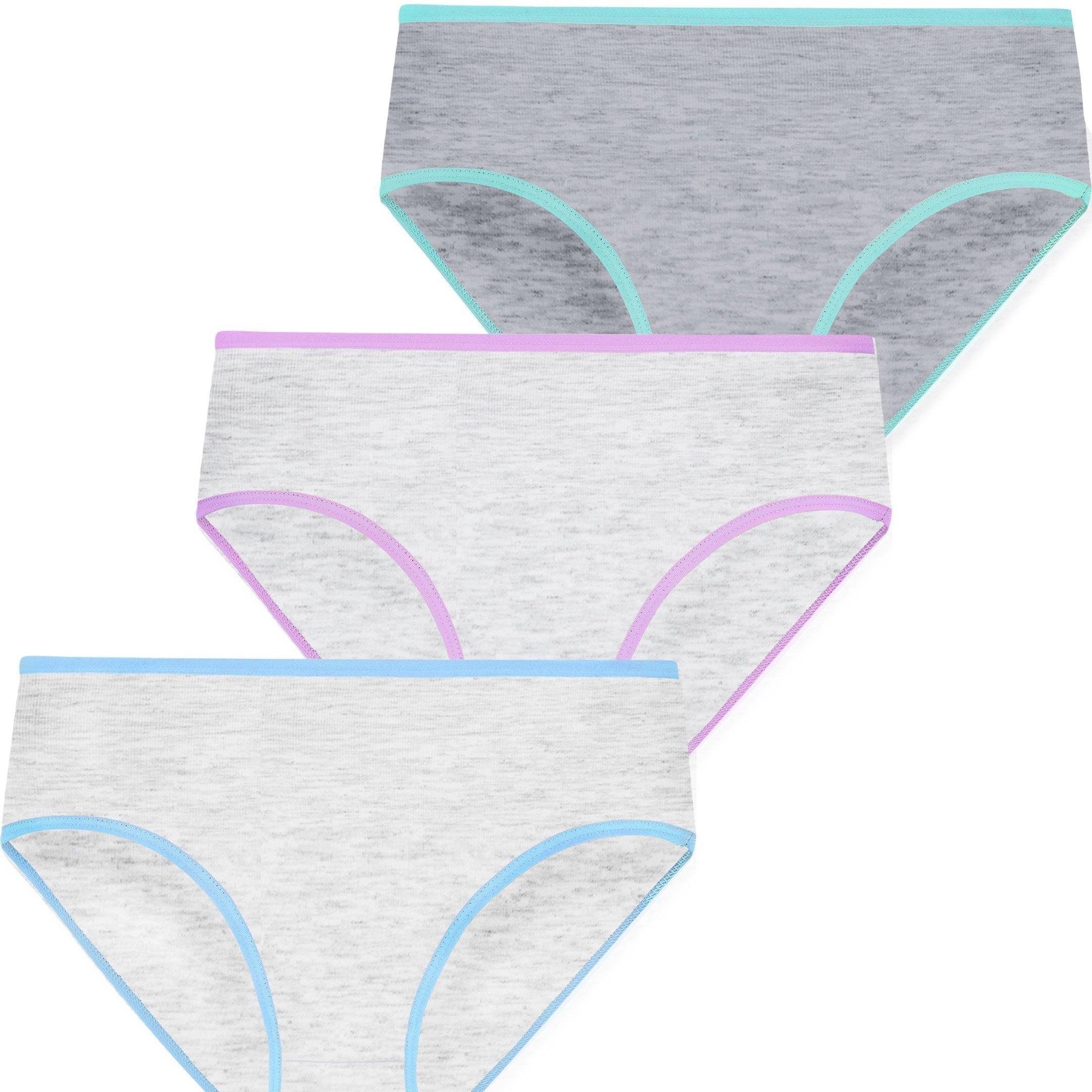 3pcs Girls Block Trim Shortie Brief Cotton Underwear