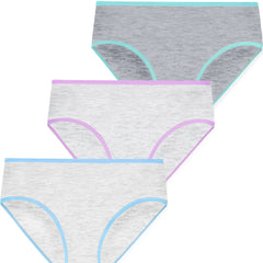 3pcs Girls Block Trim Shortie Brief Cotton Underwear