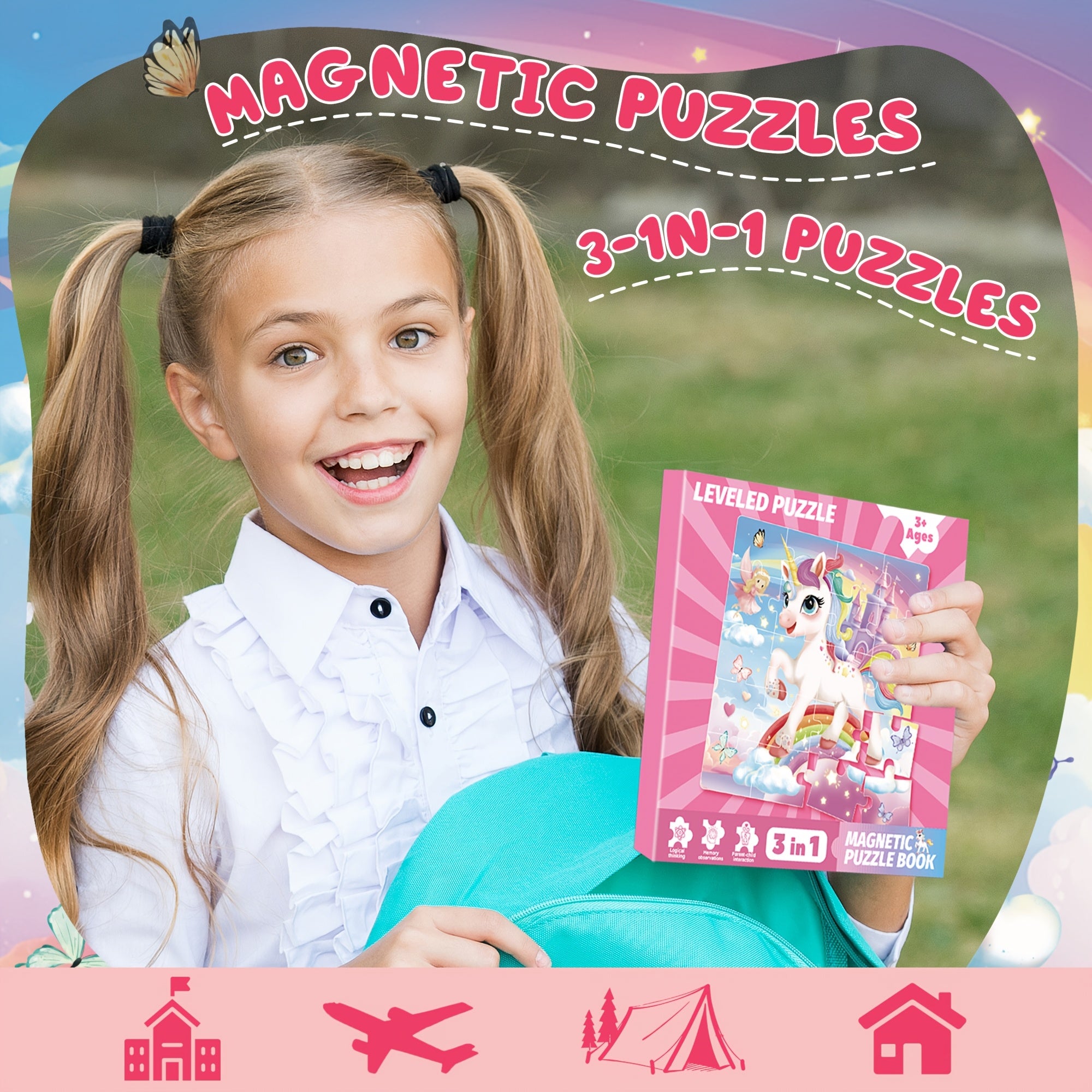 Magnetic Puzzles for Kids Toddler Book to Develop Creativity and Motor Skills