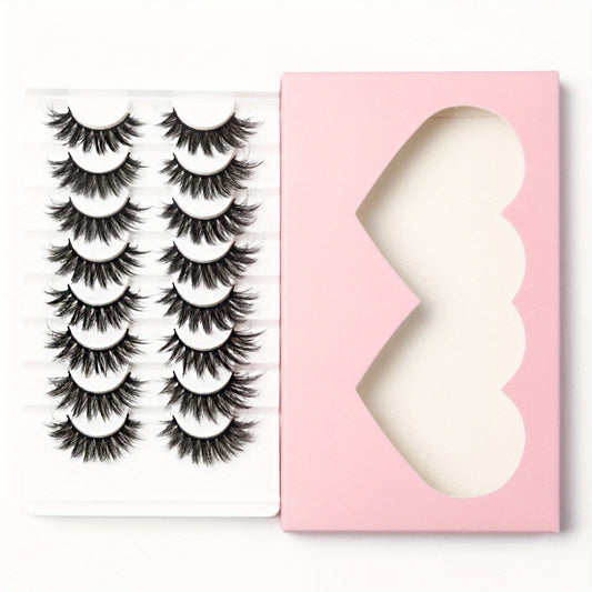 8 Pairs Faux Mink Lashes C Curling Volume for Bold Look