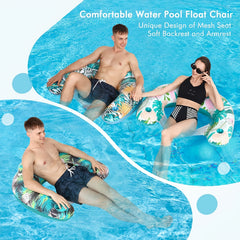 Inflatable Pool Chair Lounge for Adults with Cup Holder & Backrest