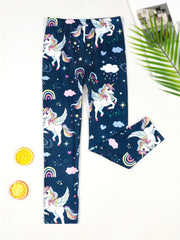 Toddler Girls Unicorn & Rainbow Legging Pants Stretchy Slim Fit