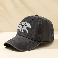 Polar Bear PAPA Baseball Cap Classic Embroidery Unisex Washed Distressed Dad Hat