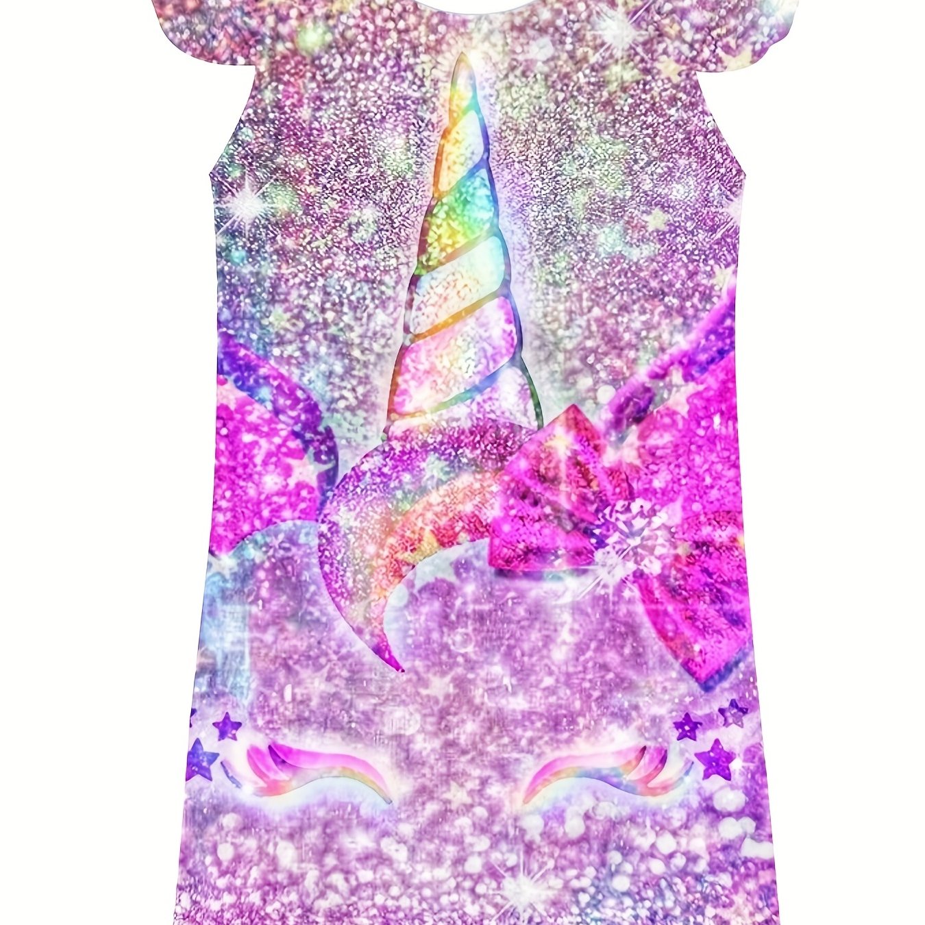Girl's 3D Pony Princess Dress Butterfly Sleeve Crew Neck
