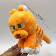 Standing Orange Cat Plush Toy Soft Stuffed Animal with Green Eyes