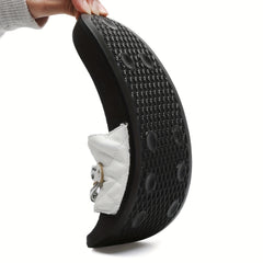 Women's Chain Decor Quilted Slide Shoes, Arch Support Sandals