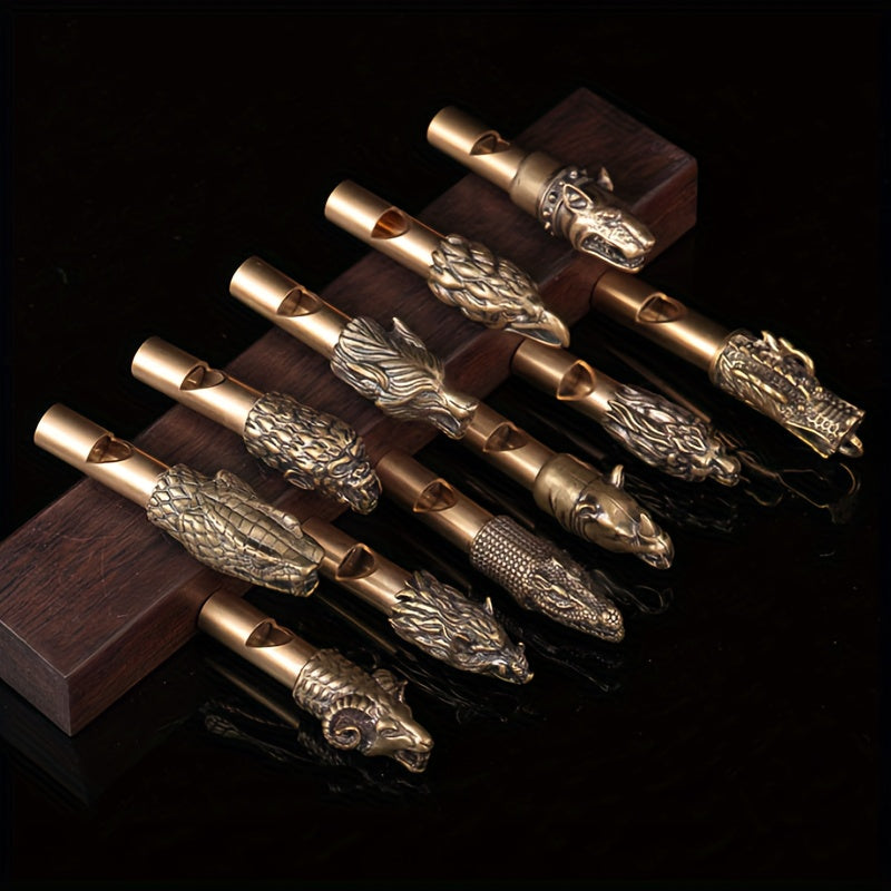 Retro Zodiac Whistle Brass Dragon Head Outdoor Emergency Supplies