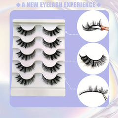 5 Pairs Short Cross Cat Eye Faux Mink False Eyelashes