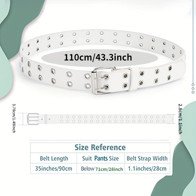 Girls Double Row Grommet Belts Kids PU Leather Belt