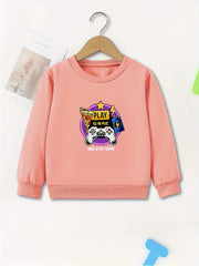 Kids Game Machine Print Sweatshirt Girls Graphic Pullover Top