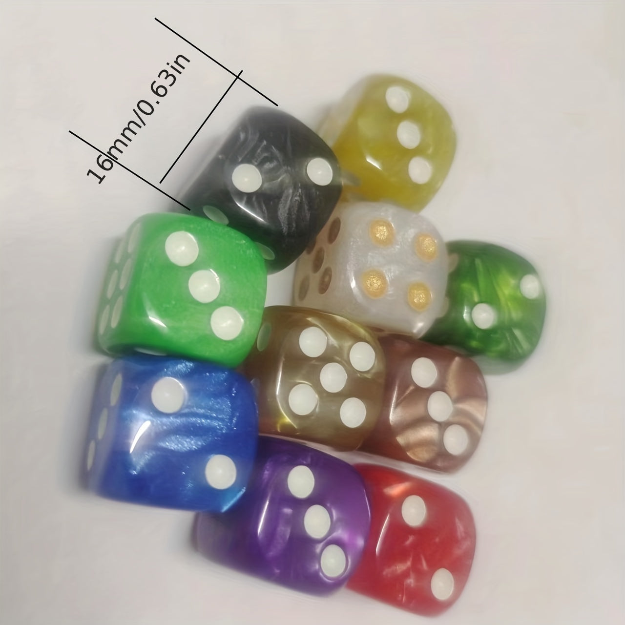 Set of 6 Pearl Pattern Dice for Board Games and RPGs