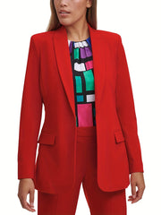 Solid Lapel Open Front Blazer Women's Clothing