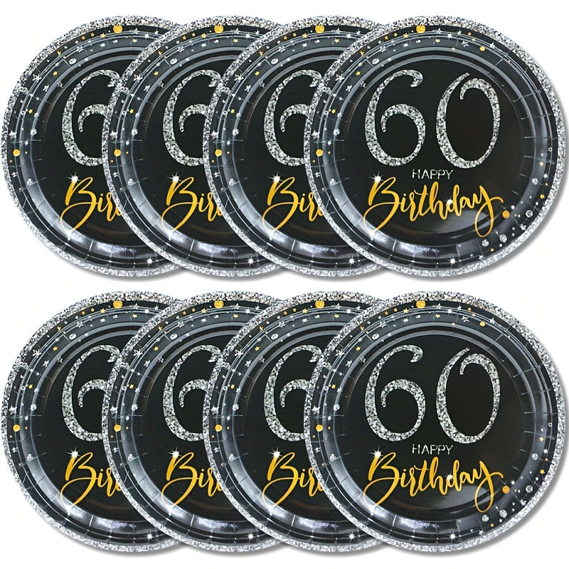 60th Birthday Party Supplies - Cheers To 60 Years Disposable Paper Plates
