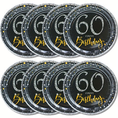 60th Birthday Party Supplies - Cheers To 60 Years Disposable Paper Plates