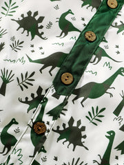 Cute Boys Dino Print Shirt Shorts Set