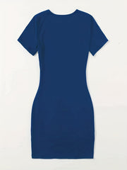 Heart Print Bodycon Dress Short Sleeve for Spring & Summer