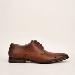 Men's Brogue Derby Shoes Lace up Front Cap Toe Dress Shoes For Men