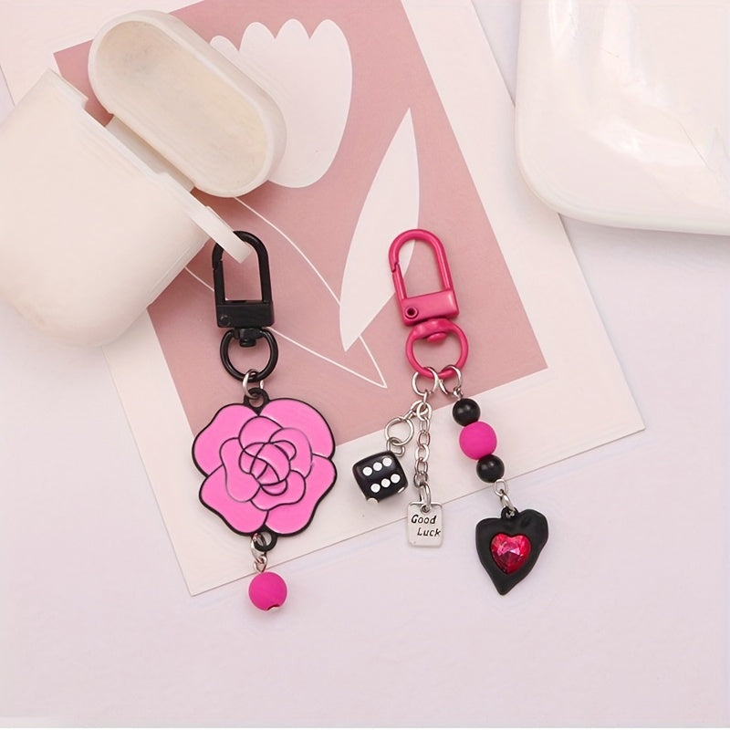 Pink Rose Keychain with Butterfly for Girls