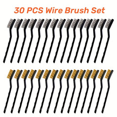 30pcs SS Brass Wire Brush Set Cleaning Welding Slag Rust Curved