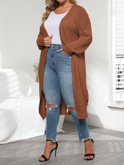 Casual Cardigan Women's Plus Solid Long Sleeve Open Front Long Cardigan