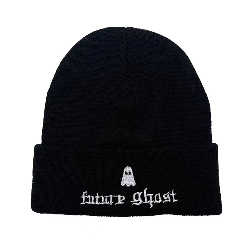 Embroidered Cotton Beanie Letter Print Warm Hat