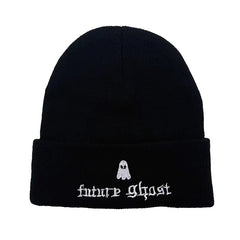 Embroidered Cotton Beanie Letter Print Warm Hat