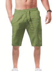 Cotton Drawstring Shorts Men's Summer Casual Beach Resort Solid Waist