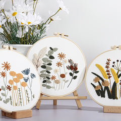 4pcs Flowers Plants Embroidery Kit 7 9 Inch Hoop