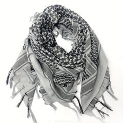 Unisex Grey Arabic Square Tactical Scarf for Military Fan