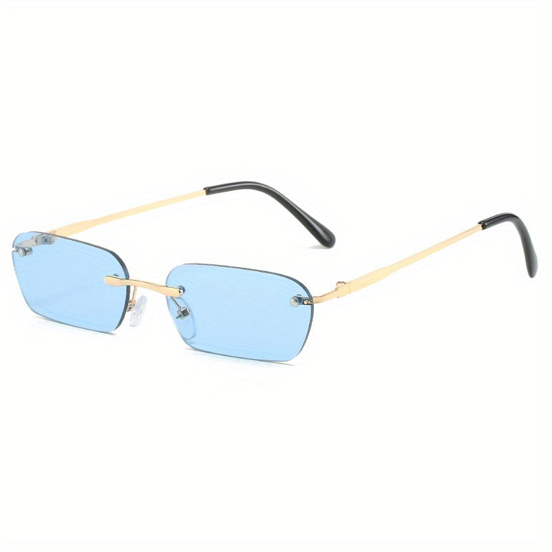 Men's Rimless Sunglasses Hip Hop Street Photography Holiday Party Glasses Bag