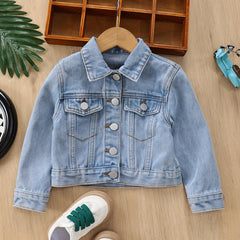 Girls' Denim Jacket with Flap Pockets - All Seasons