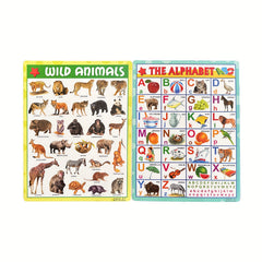 Educational Poster Charts for Kids Alphabet Fruits Vegetables Domestic & Wild An