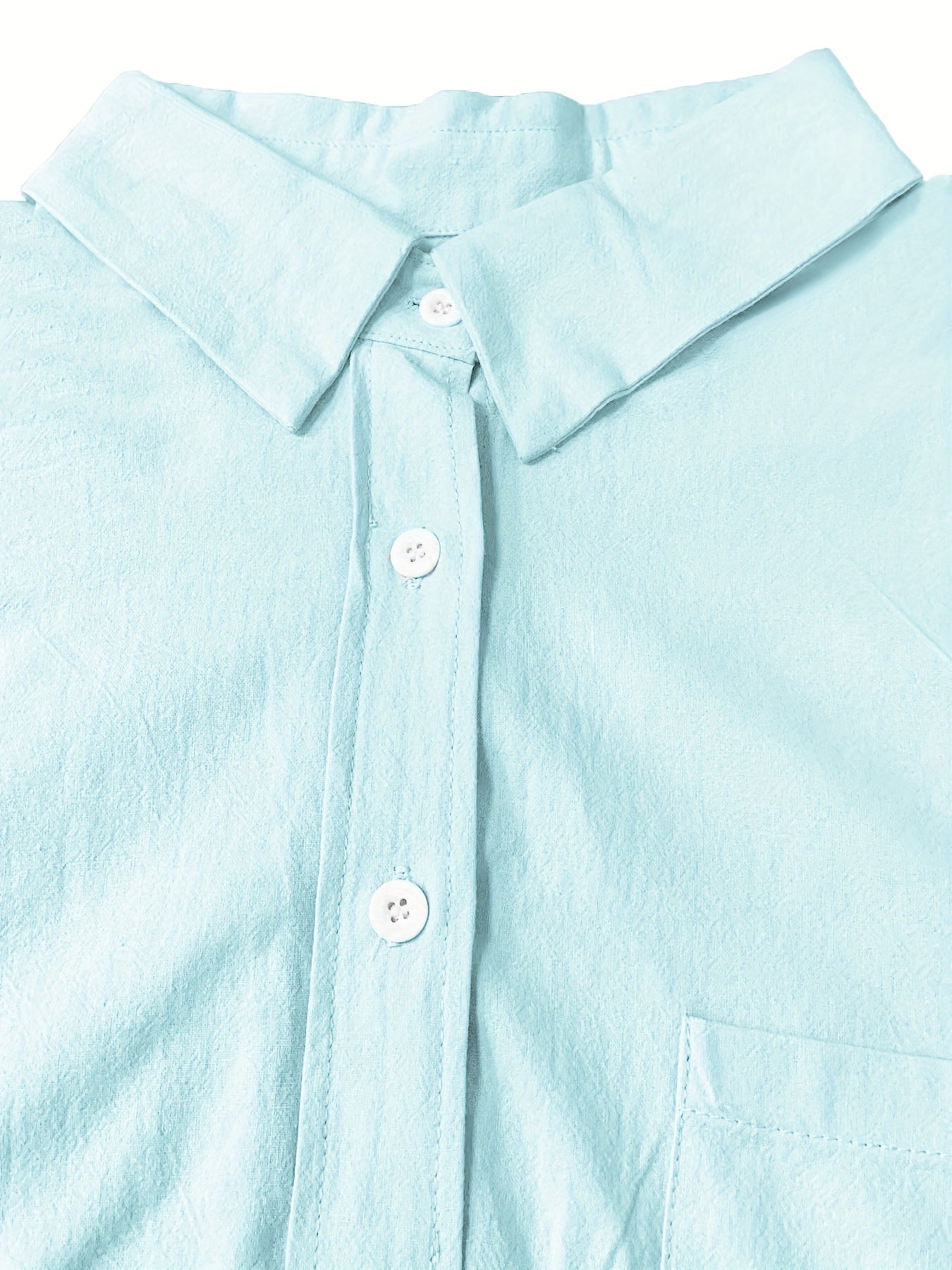 Button Up Roll Up Sleeve Shirt Dress With Pockets