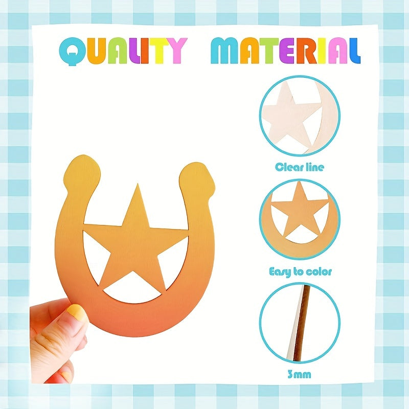 36pcs Horseshoes Wooden Cutouts Variety Pack Kids DIY Crafts & Home Decoration
