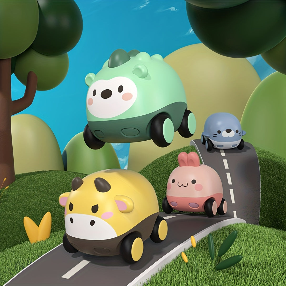 Baby Kids Cartoon Toy Car Rabbit Inertia Sound Car