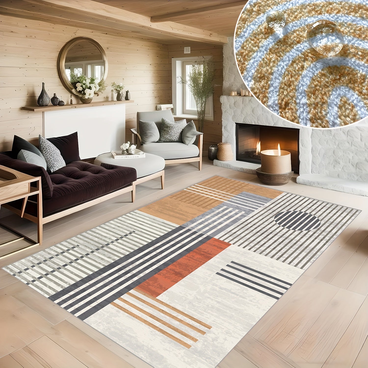 Soft Geometric Carpet Floor Mat Non Slip Area Rugs Washable