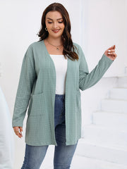 Casual Cardigan Women's Plus Solid Open Front Knitted Cardigan